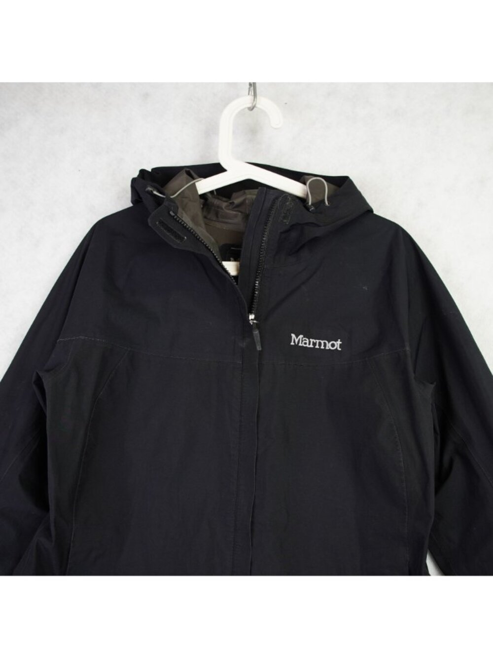 Marmot Gore-Tex Black Hooded Waterproof Jacket Womens Outdoor Coat Size Large - Picture 4 of 16